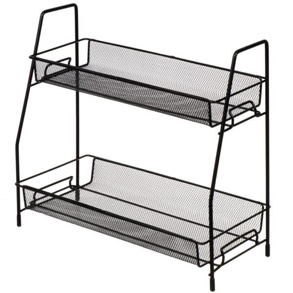 Mensola in metallo, da tavolo, 2 ripiani, dritta, 36x17x33 cm